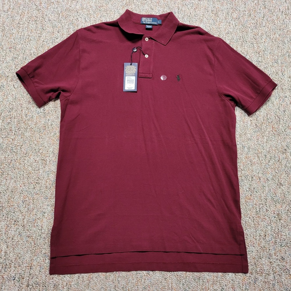 Polo Ralph Lauren Mesh Polo Shirt Mens Large Burgundy Classic Fit NWT Pony Rugby